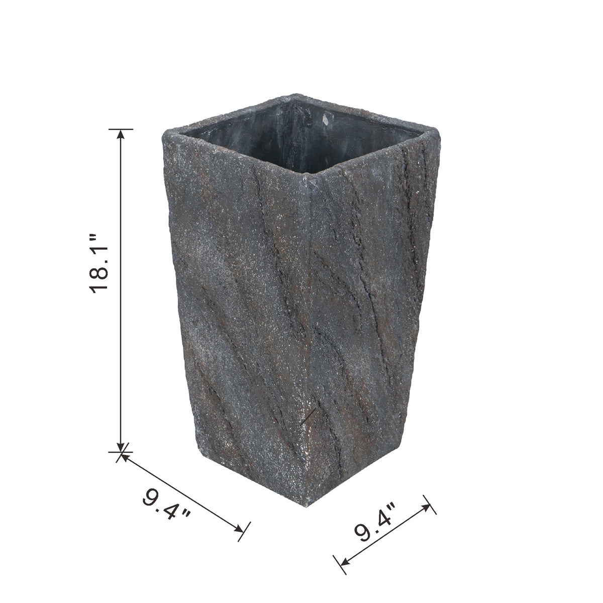9.4x9.4x18.1" Cement Planter Large