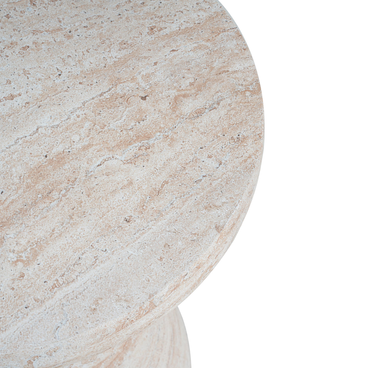 Elegant Travertine Finish Indoor/Outdoor Lightweight Concrete Side Table