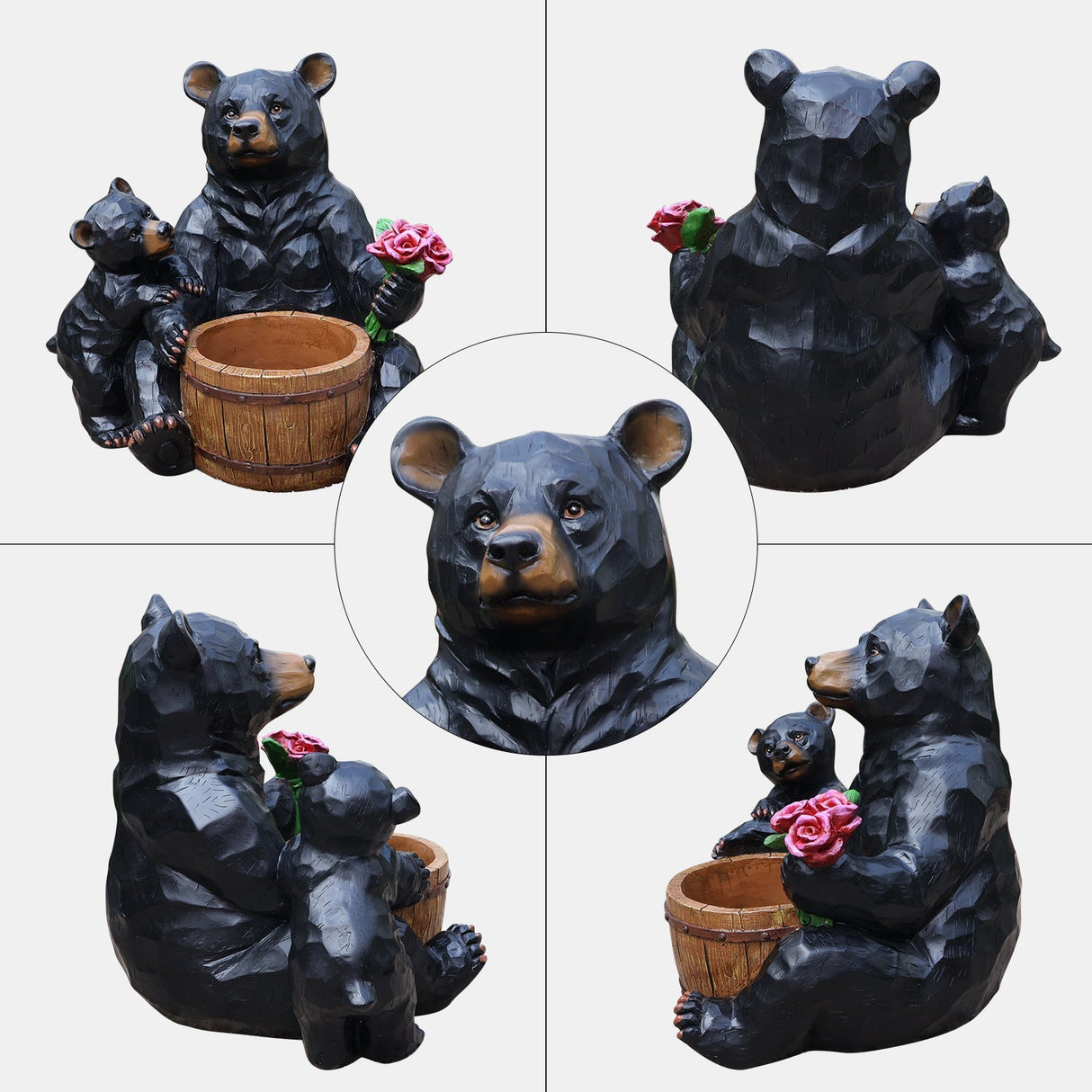 Outdoor Garden Sculpture Bear Flower Pot Planter