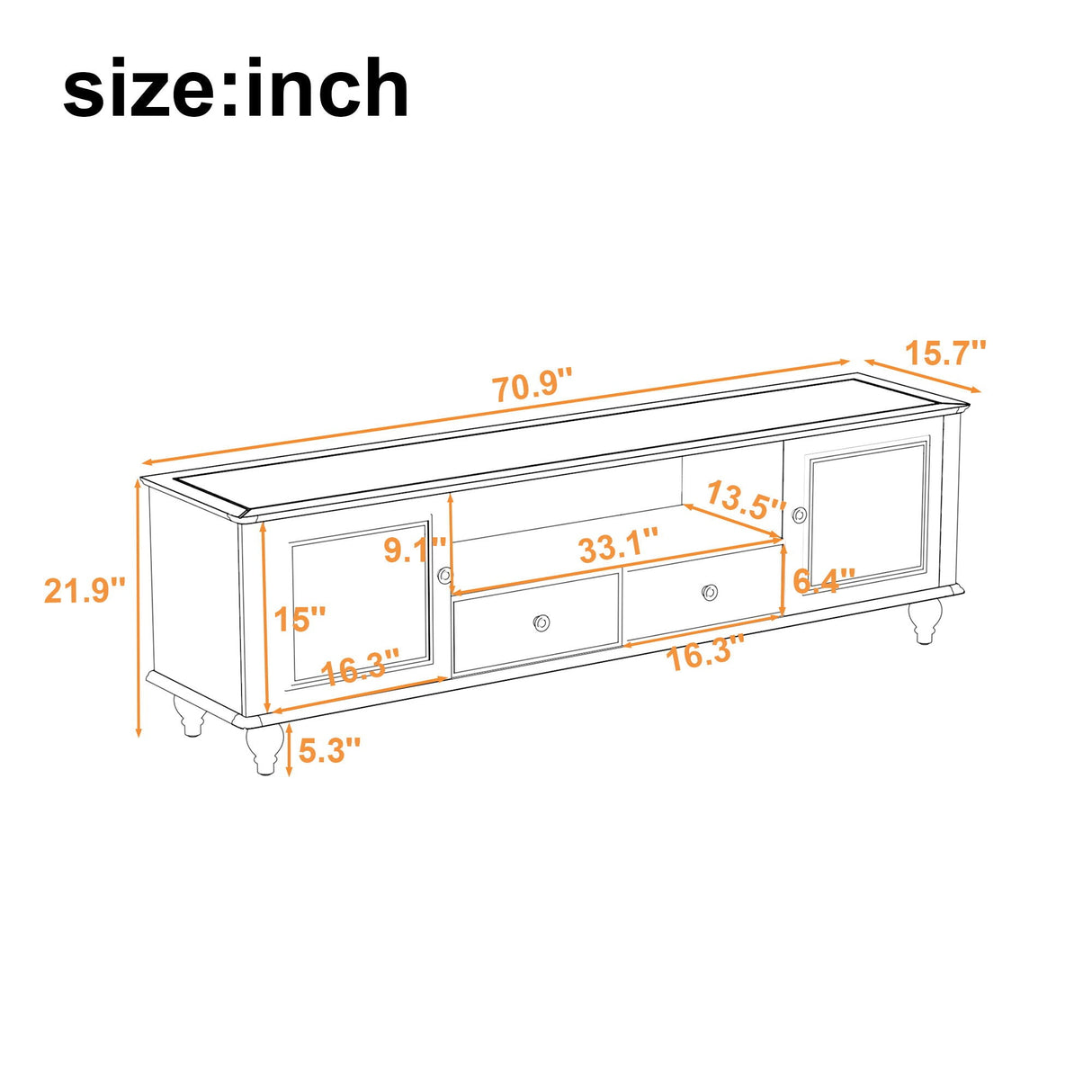 TV Stand for TVs Up to 80" with Open Compartment