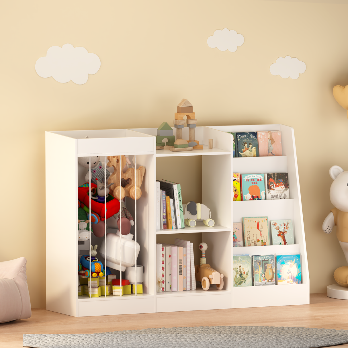 3-in-1 Kids Bookshelf and Toy Storage