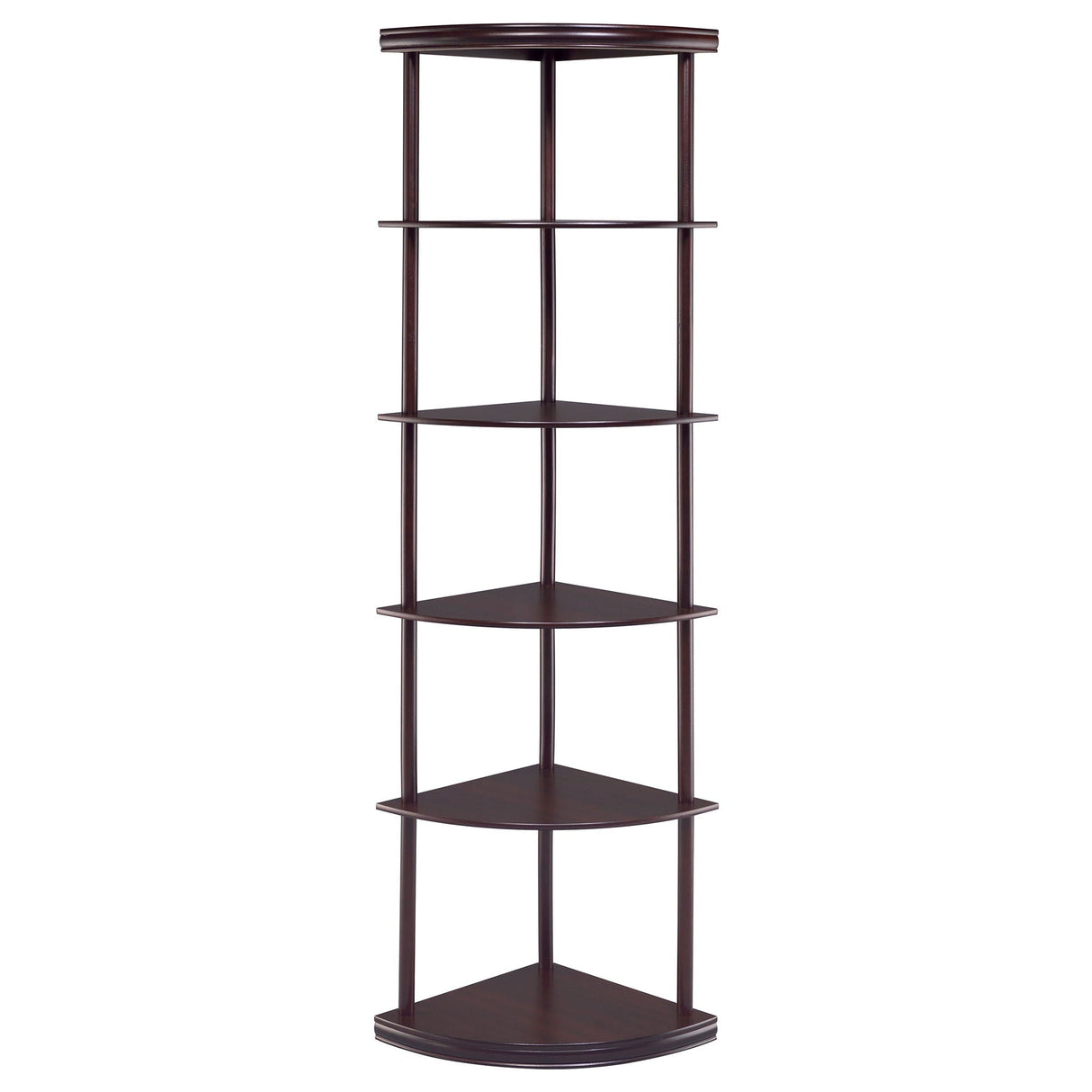Corner Bookcase With 5 Shelves, Compact Design For Living Room - Cappuccino