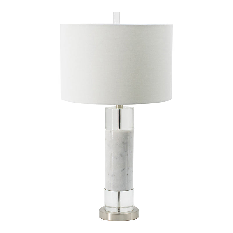 Sculpted Marble & Crystal Cylinder Lamp