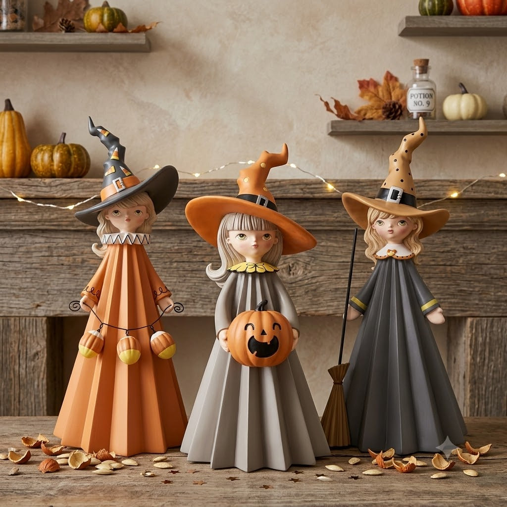 GIRL WITCH WITH BROOM