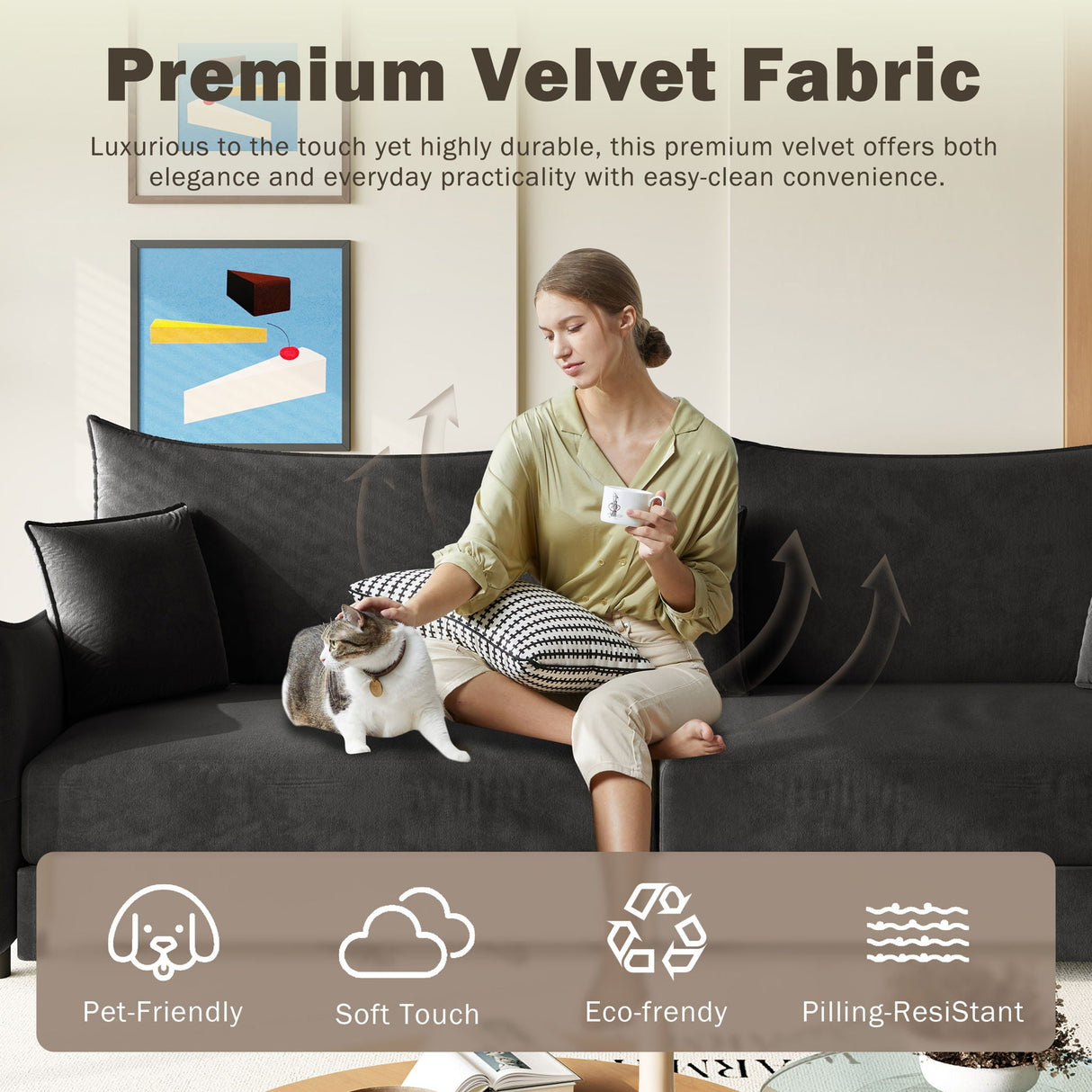King Pull Out Sofa Bed, 3-In-1 Convertible Bed With 3 Pillows