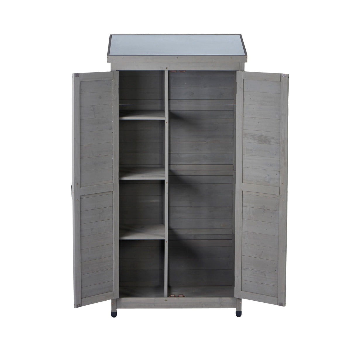 Outdoor Storage Shed With Vertical Tool Cabinet For Backyard