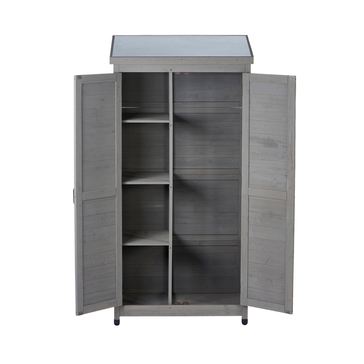 Outdoor Storage Shed With Vertical Tool Cabinet For Backyard
