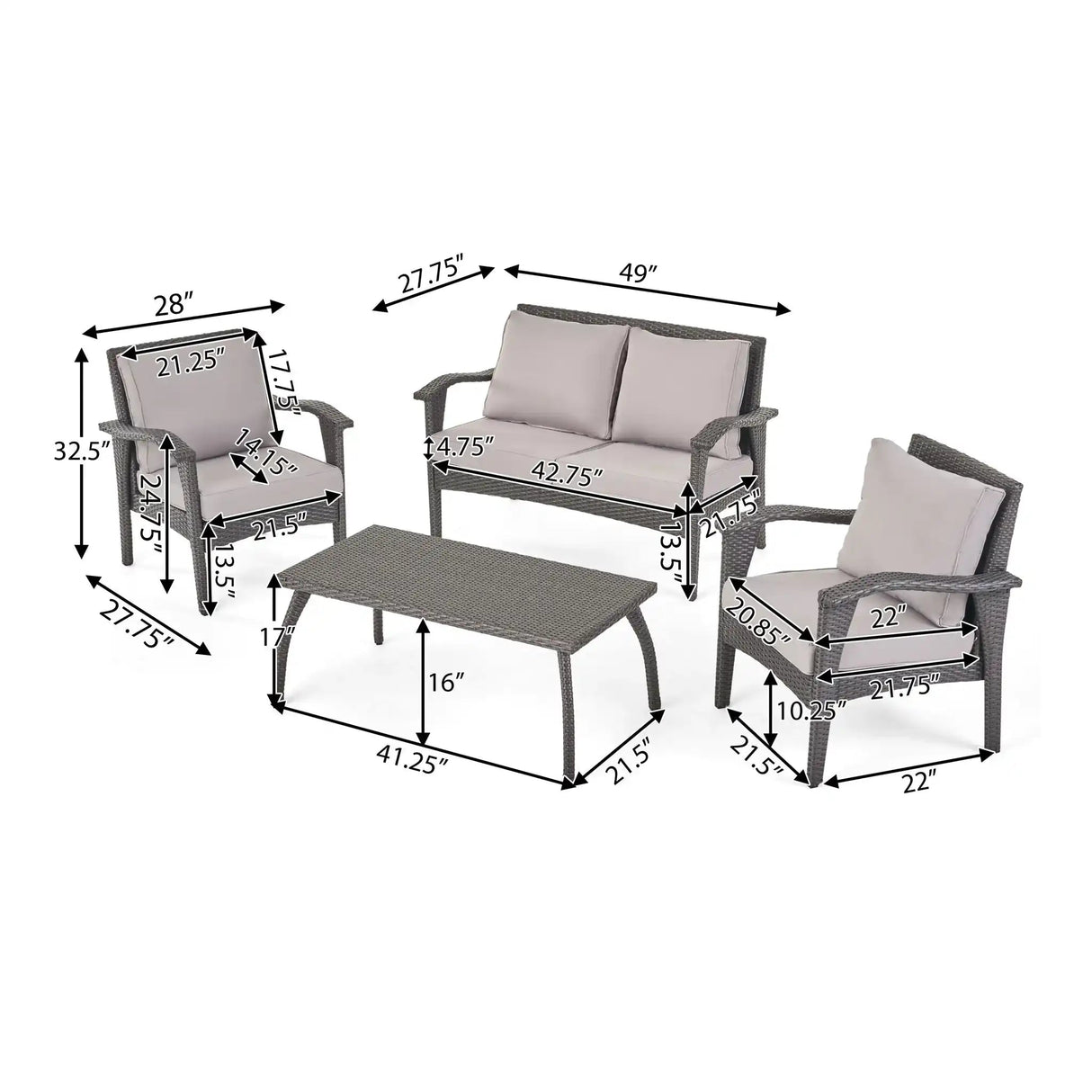 Honolulu Wicker Set Outdoor Seating