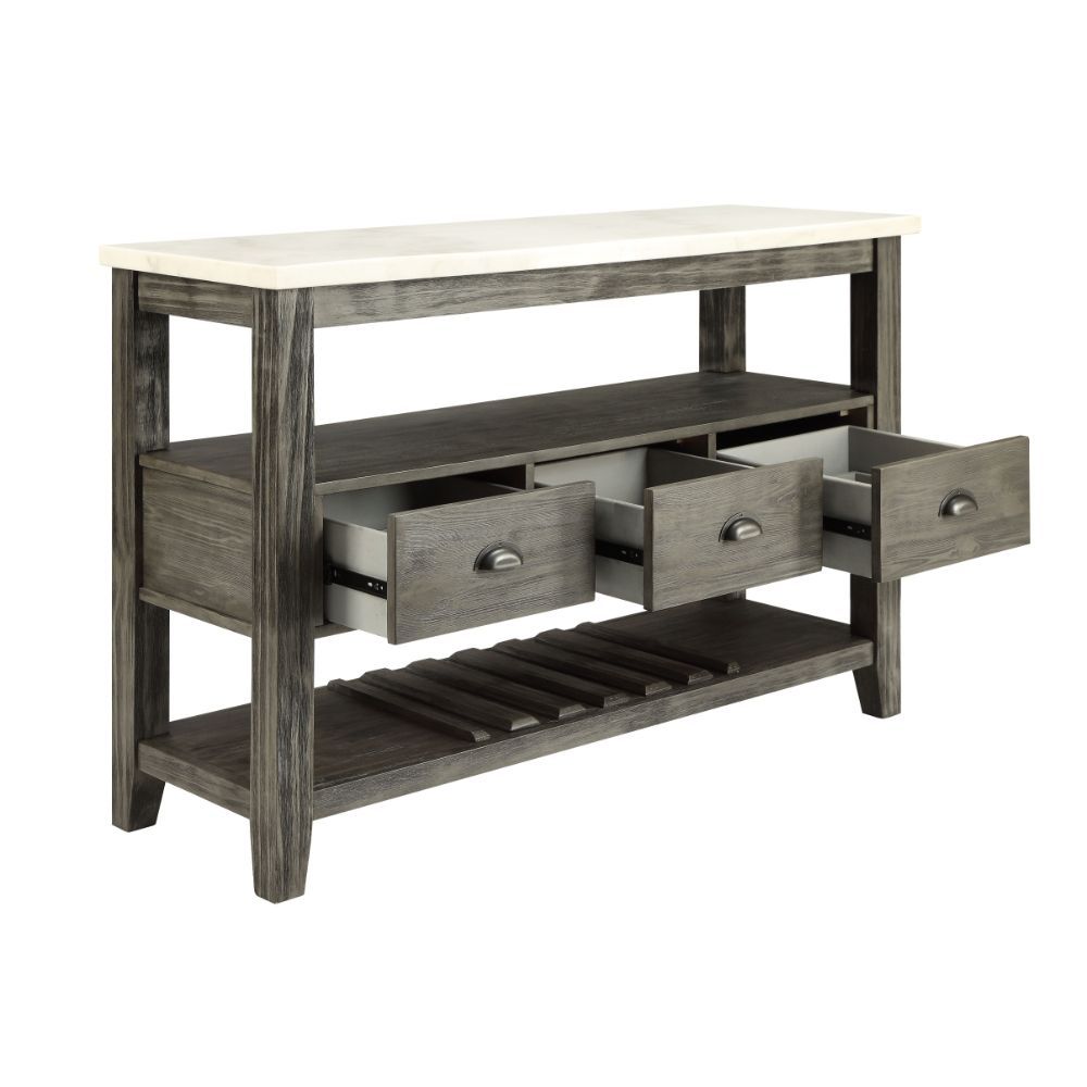 Merel - Server - White Marble Top & Gray Oak