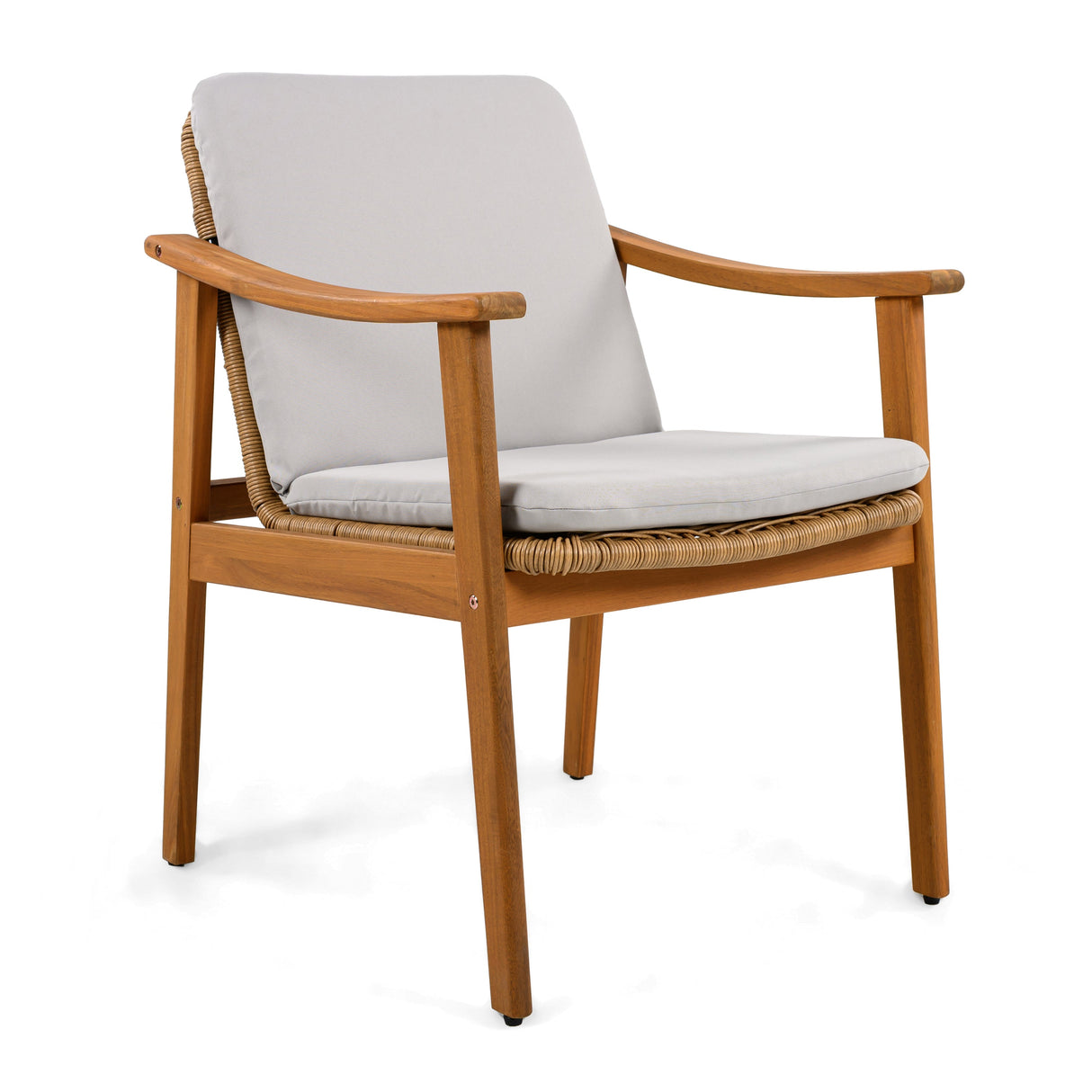 Outdoor Dining Chairs Set of 2, Teak Color Acacia Wood Frame