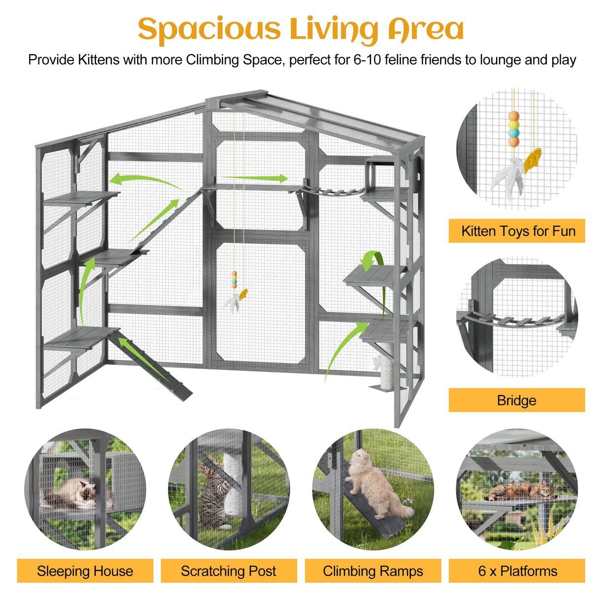 Large Outdoor Catio for 6-10 Cats