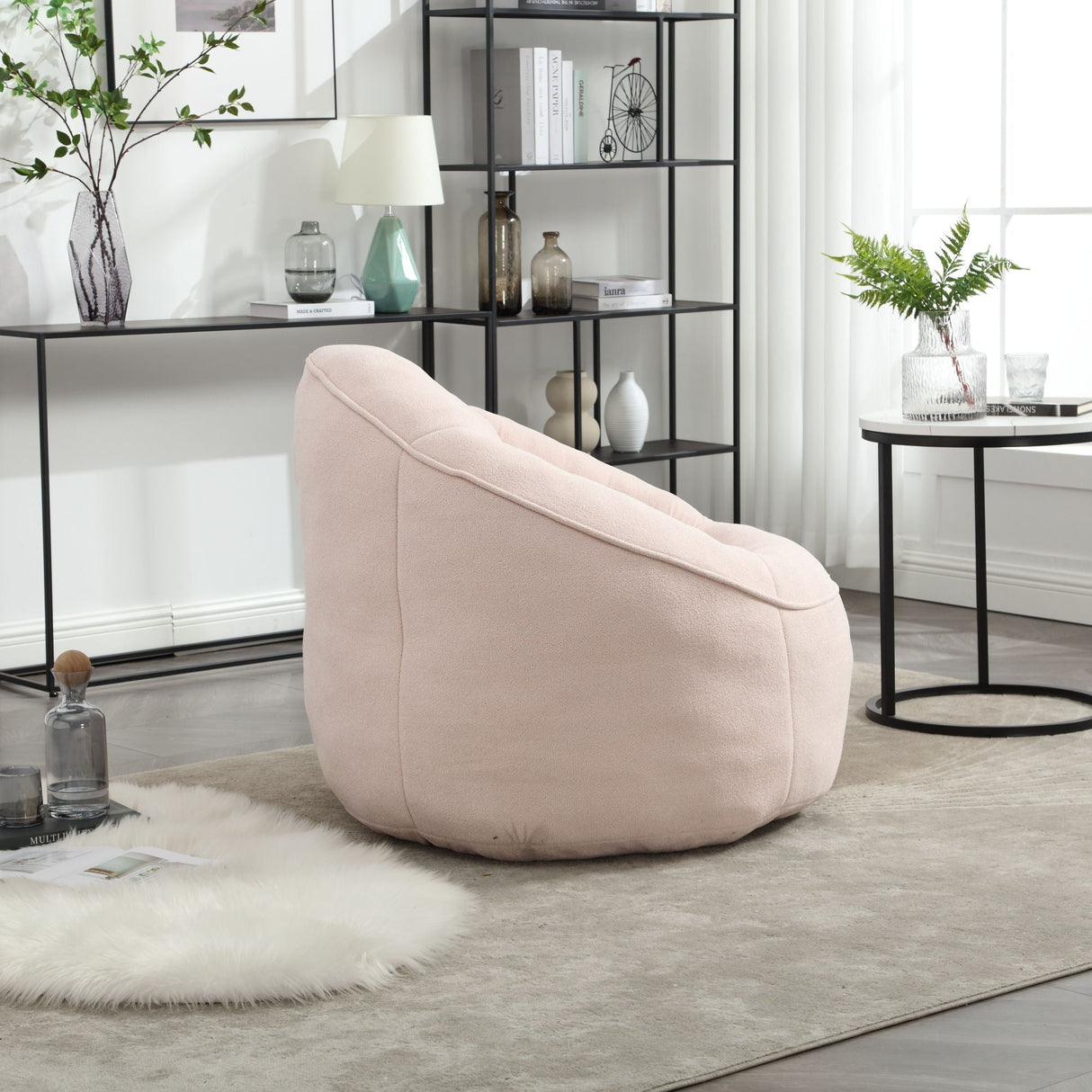 Bedding Bean Bag Sofa Chair High Pressure Foam With Footrest