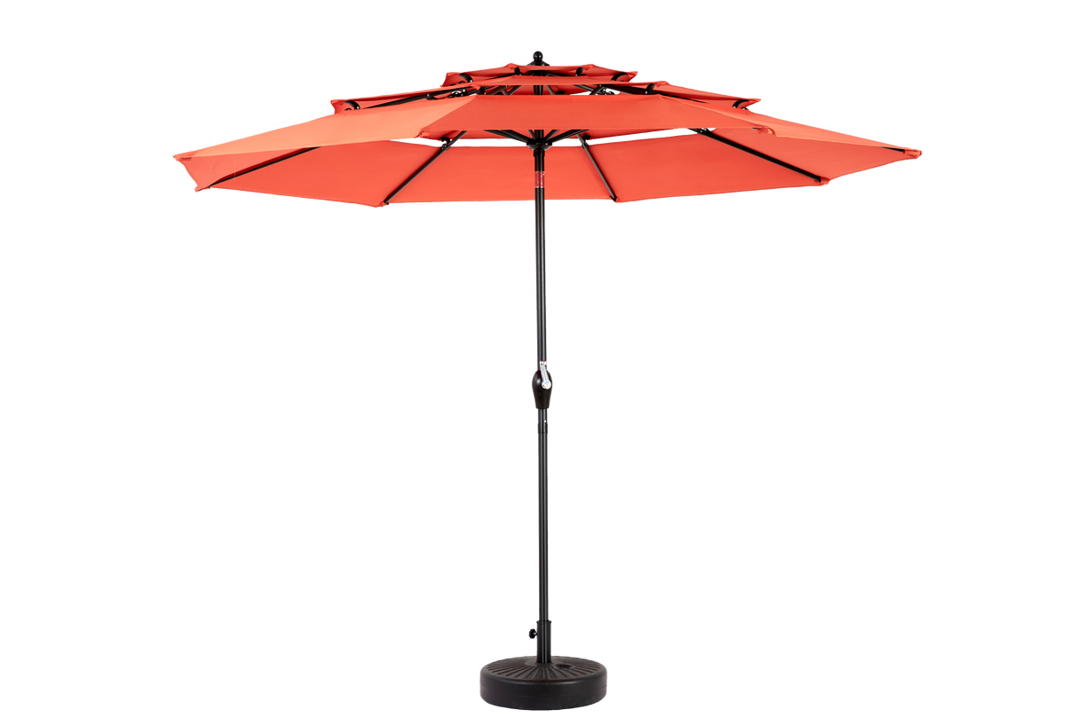 Aluminium 10ft 3-Tier Auto-Tilt Outdoor Patio Umbrella - Orange