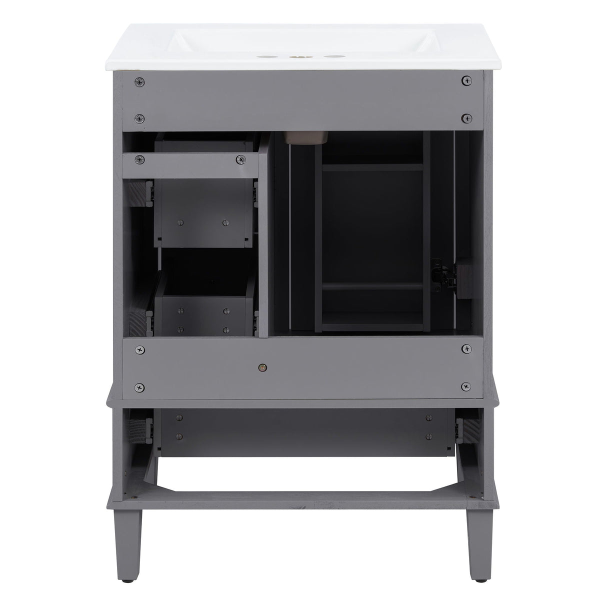 Bathroom Vanity With Integrated Basin, Soft Close Drawers, Door Mounted Double Layer Shelf