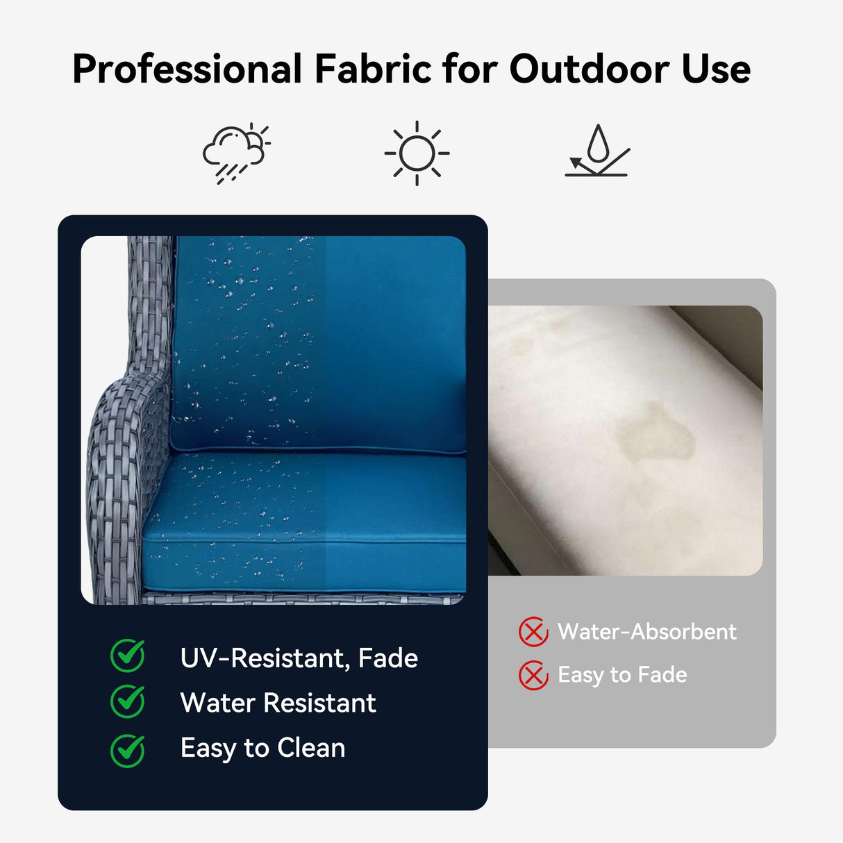 Wicker Patio Furniture Set - 3 Piece Rattan Outdoor Sectional Conversation Sets