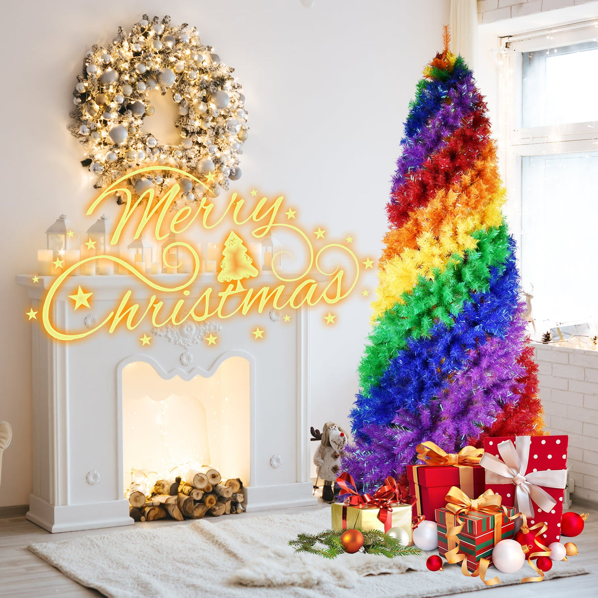 7.5ft Rainbow Spiral Christmas Tree
