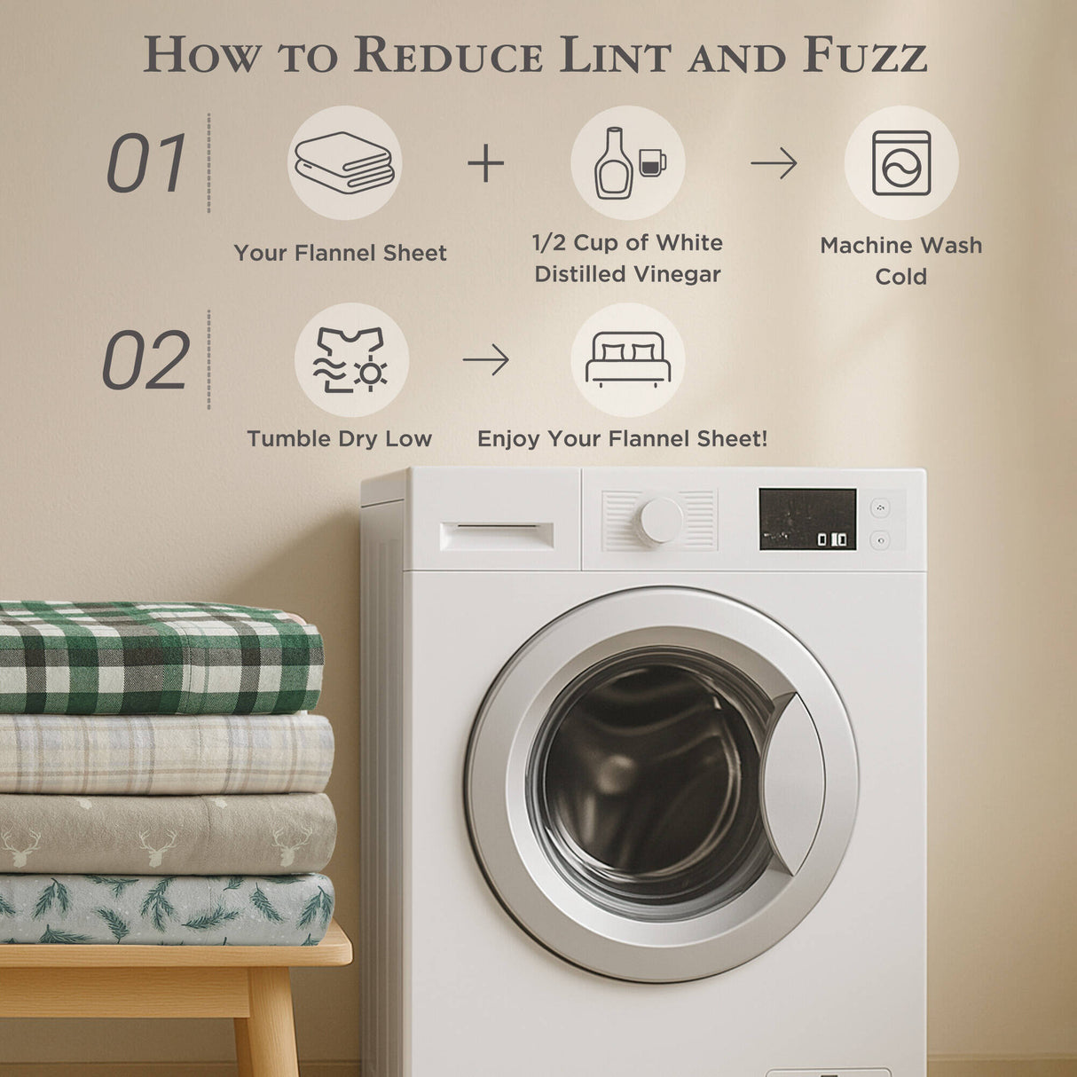 4 Pieces Queen 100% Cotton Flannel Printed Sheet Set Finton