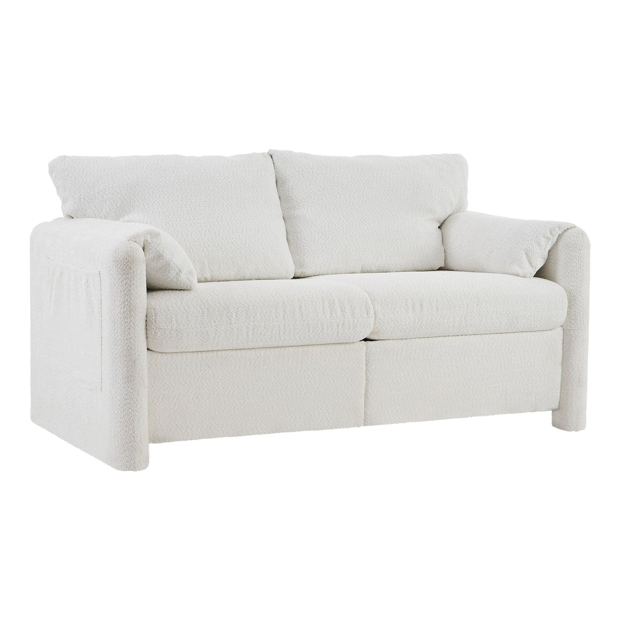 Modern Loveseat Sofa 2-Seater - Plush Chenille Fabric Ivory White