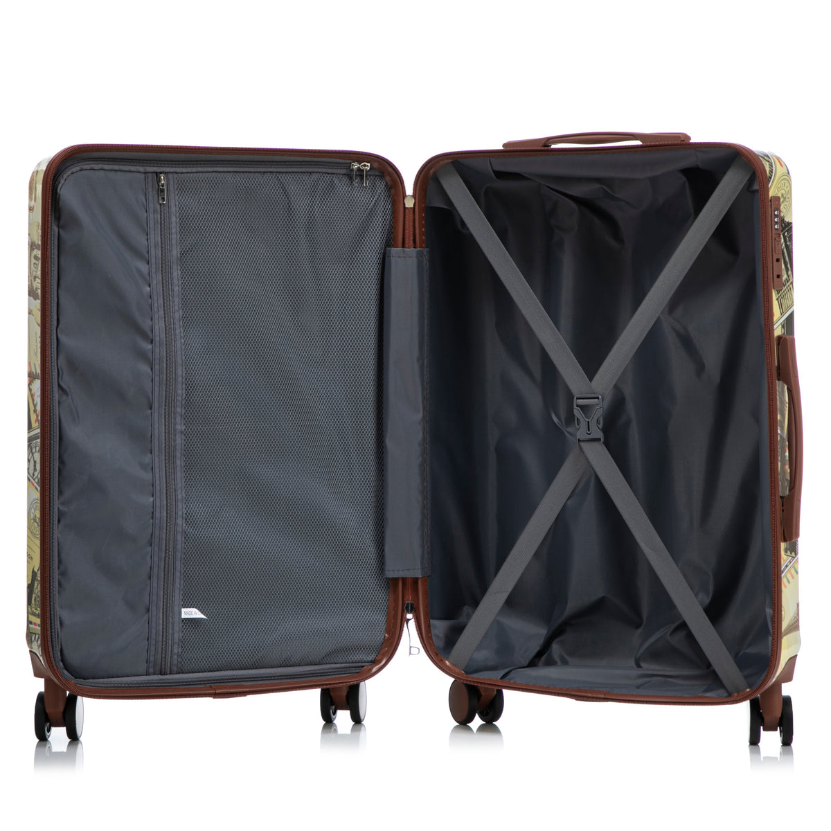 3-Piece Spinner Wheel Luggage Set with Waterproof Polycarbonate Shell - Black Vintage