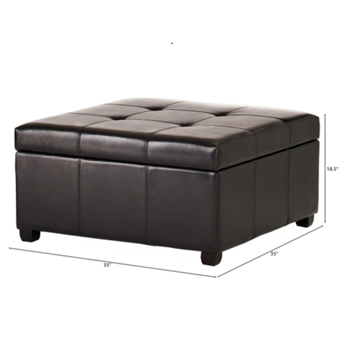35inch Storage Ottoman, Large Square Ottoman Bench with Storage, Tufted Ottomans Footstool for Living Room