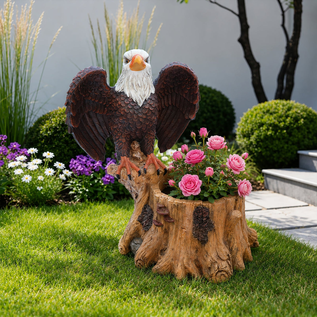 Majestic Eagle with Spread Wings Garden Planter Pot