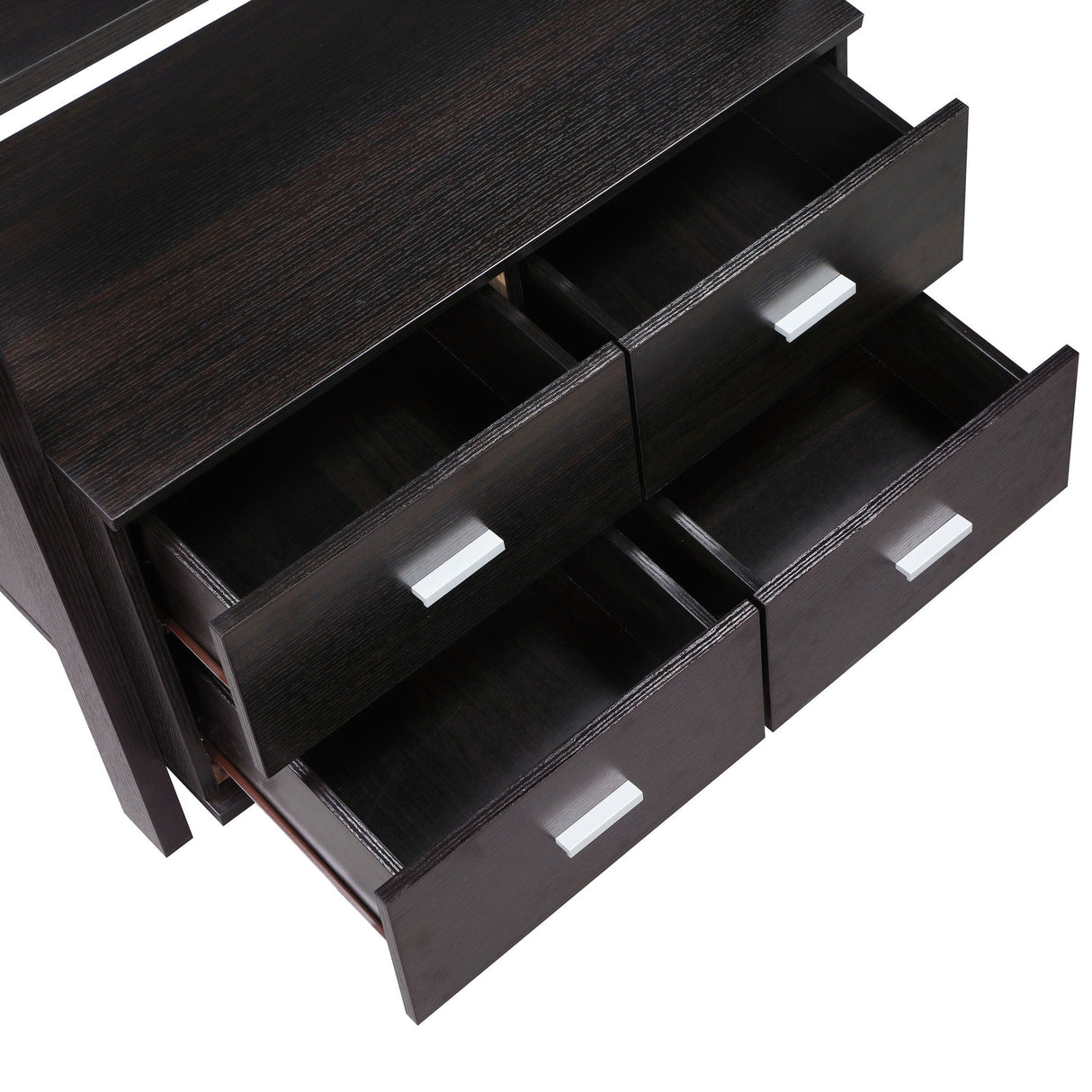 Shasta - 5 Shelf Ladder Bookshelf With Drawers - Cappuccino