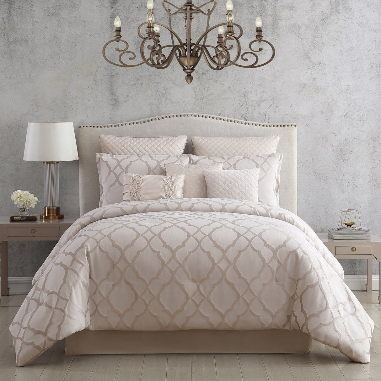 Tinley White and Silver Jacquard Comforter Ensemble