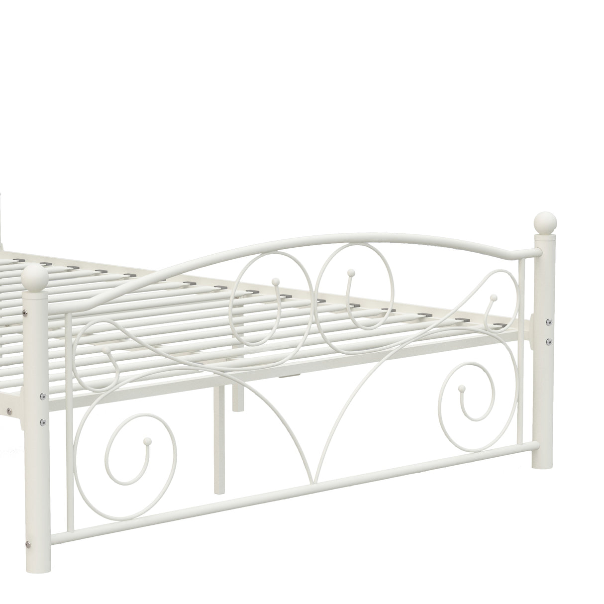 Queen Size Unique Flower Sturdy System Metal Bed Frame with Headboard and Footboard