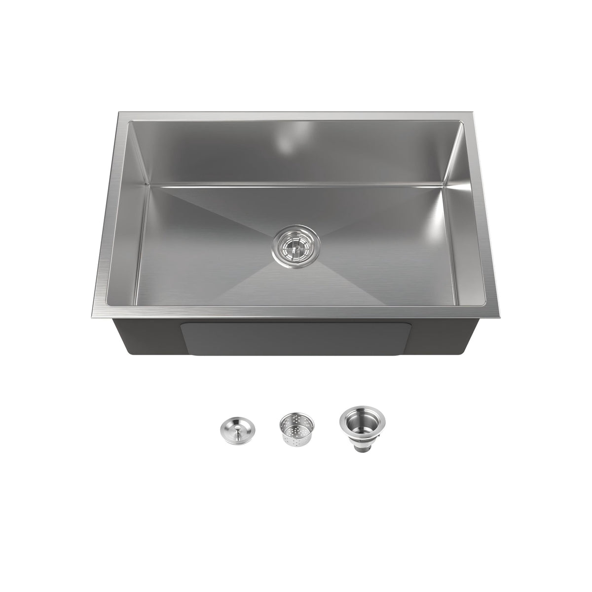 Stainless Steel Kitchen Sink, 30″x19″ Drop In Single Bowl, Undermount Handmade Sink in Brushed Nickel