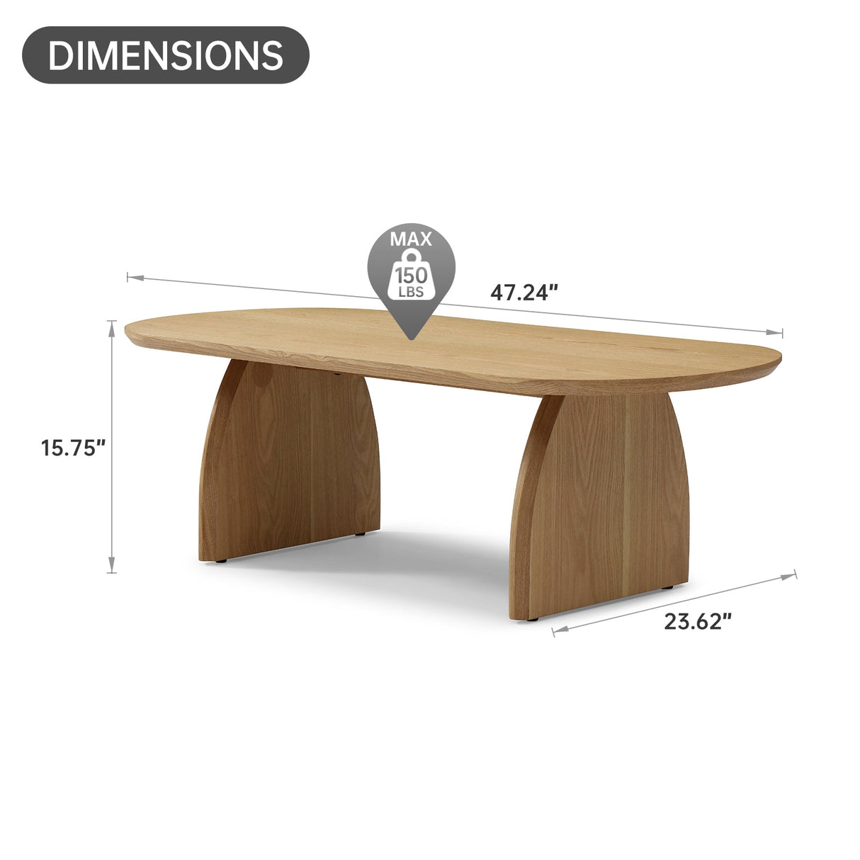 47.24" Oval Coffee Table with Solid Wood Veneered