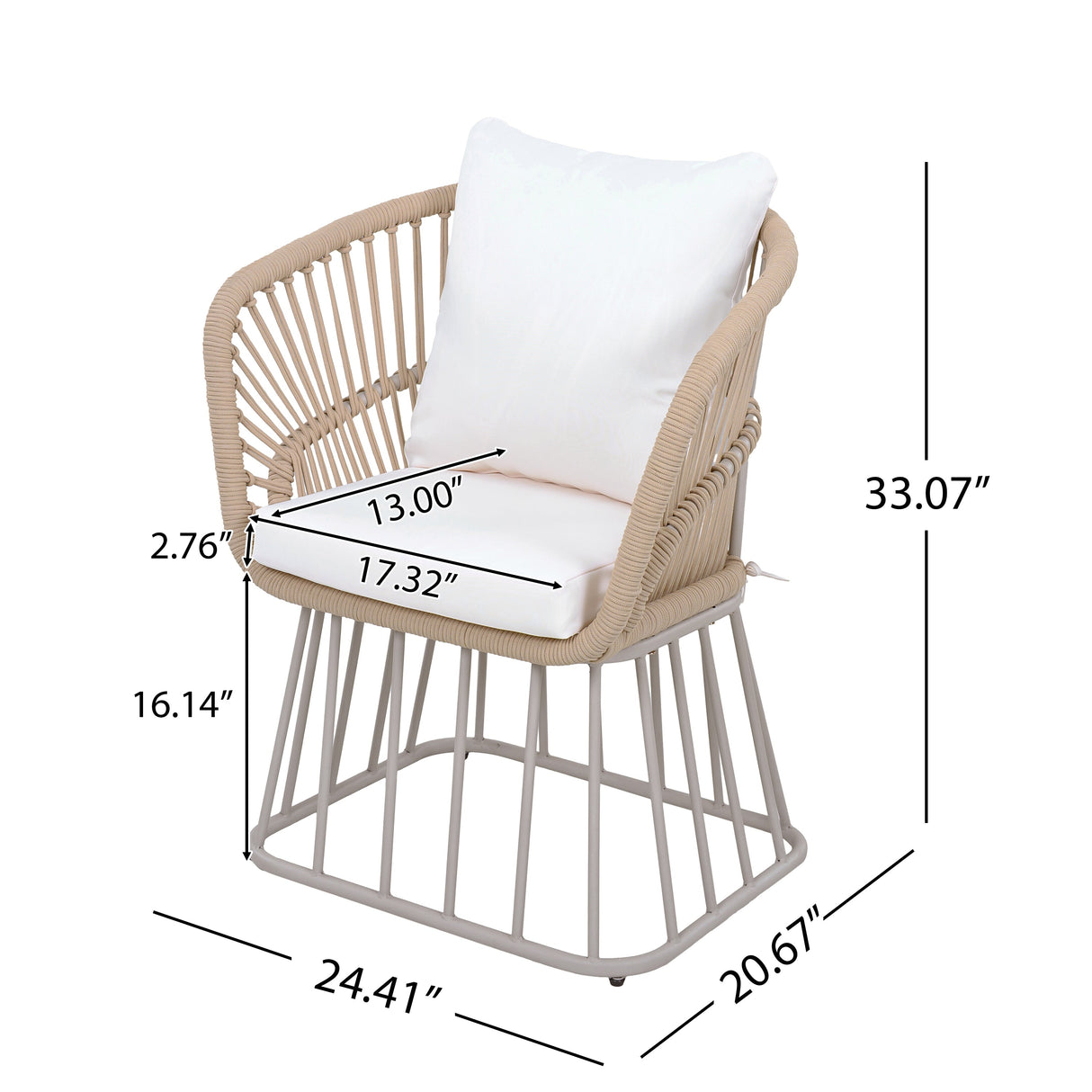 Outdoor 7-Piece Dining Set - Rectangular Teak Wood Table + 6 Wicker Chairs