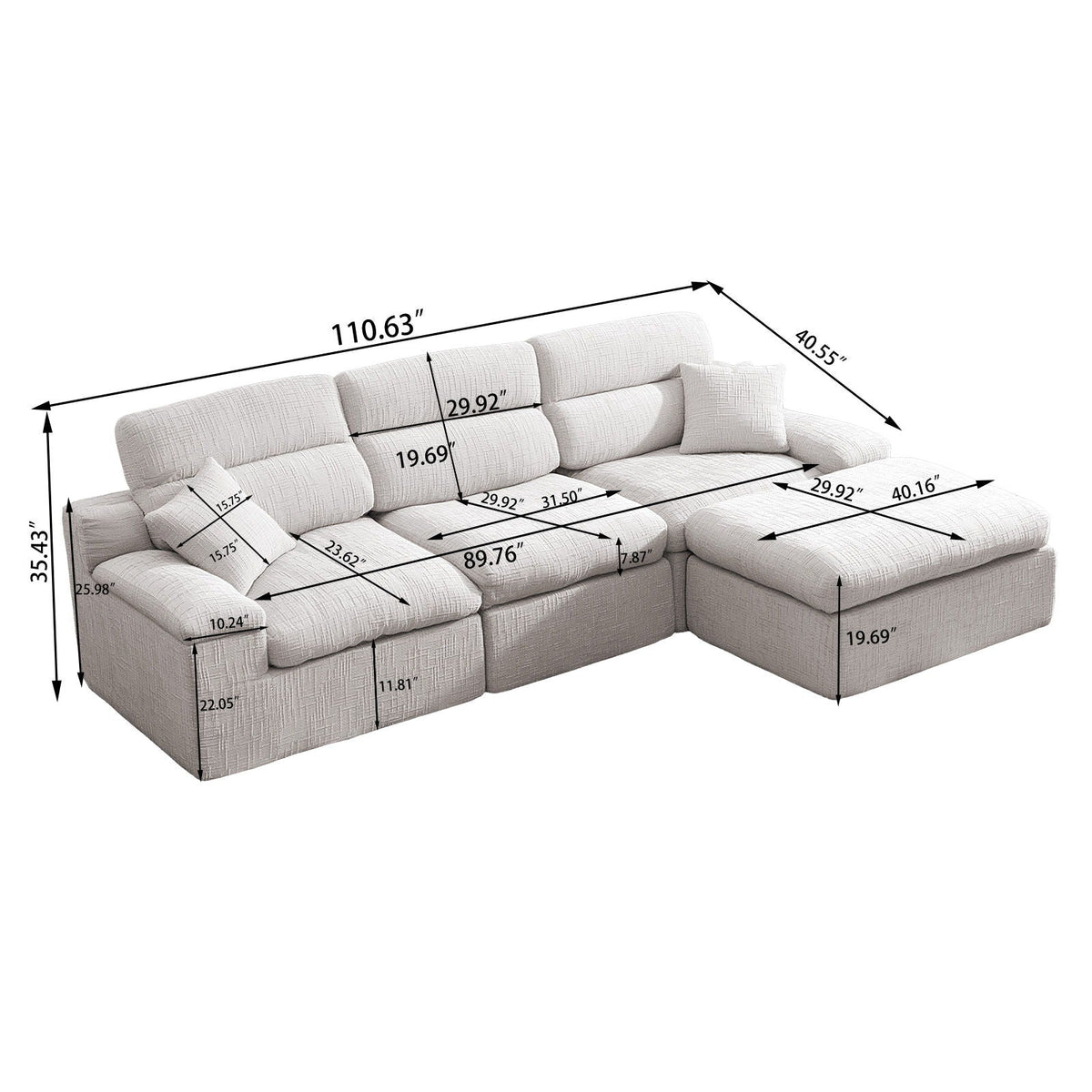 Corner Chaise Sofa With High Backrest