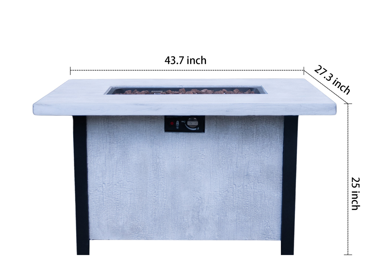 44"W x 25"H Outdoor Propane Fire Pit Table, 50,000 BTU
