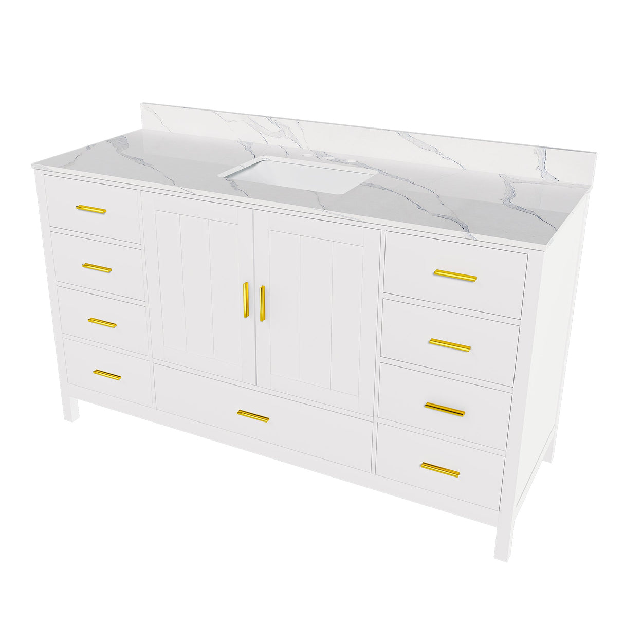 60" Modern Solid Wood Bathroom Vanity with Sink