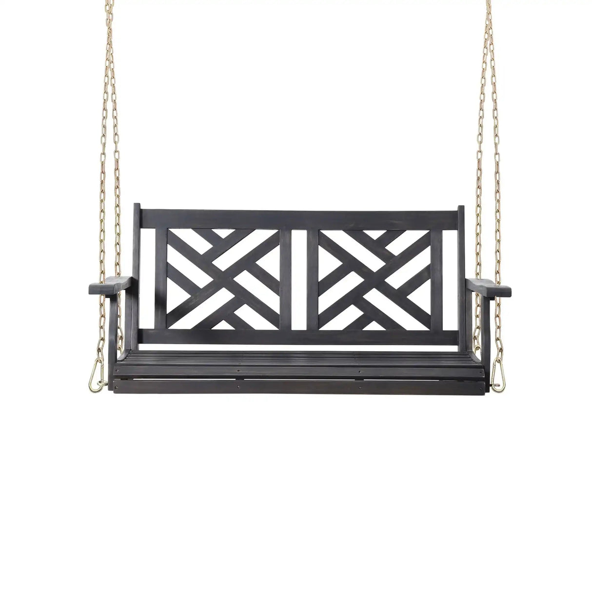 Alejandro - Acacia Wood Porch Swing With Slat Panel Seating