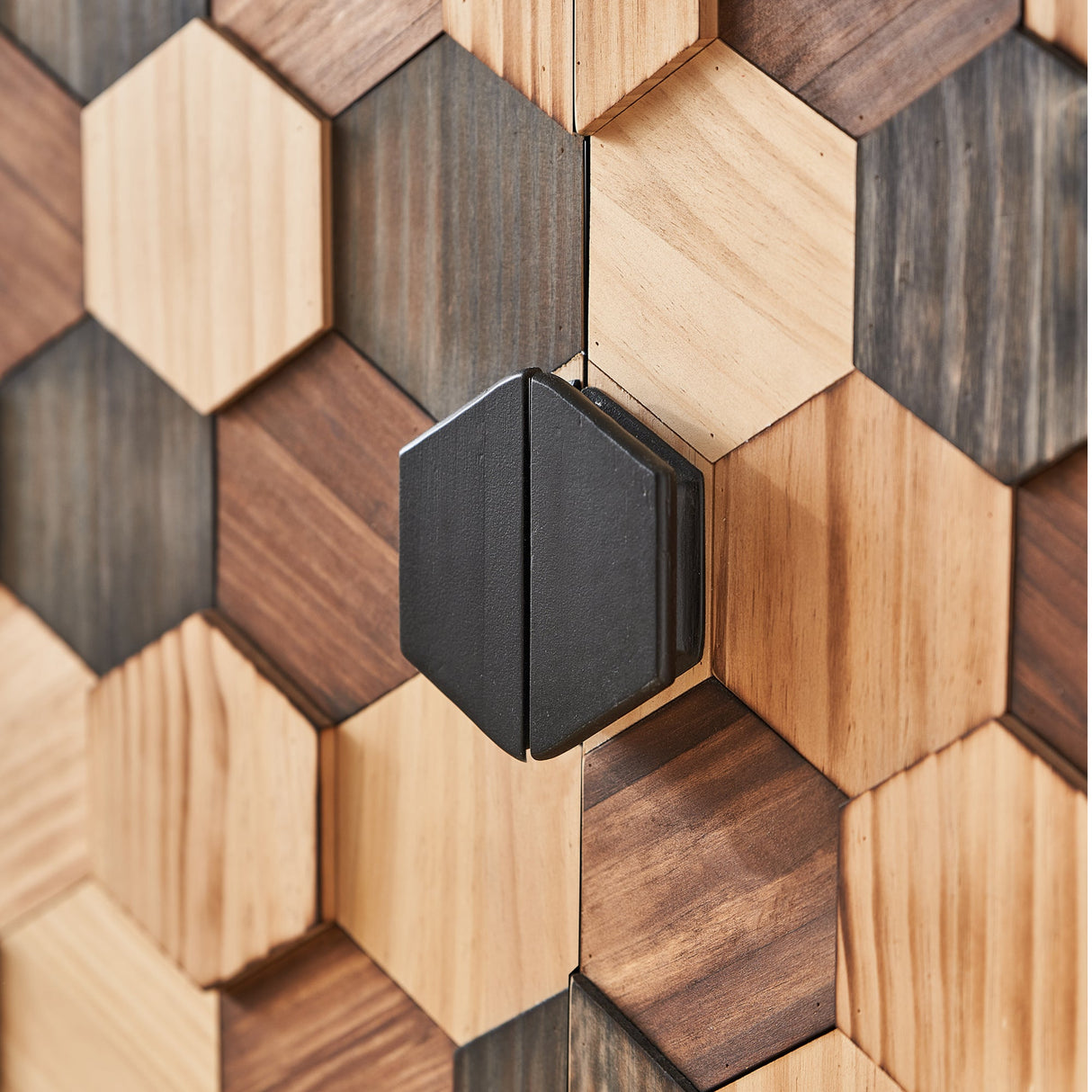 Distressed Storage Cabinet with Honeycomb Pattern