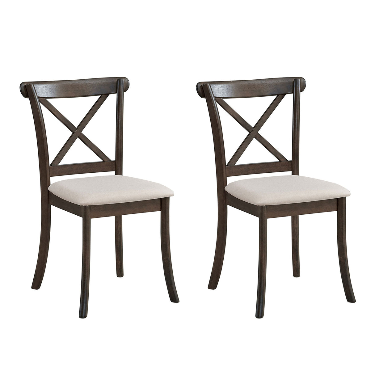 Wooden X Back Dining Chairs Set of 2 - Brown