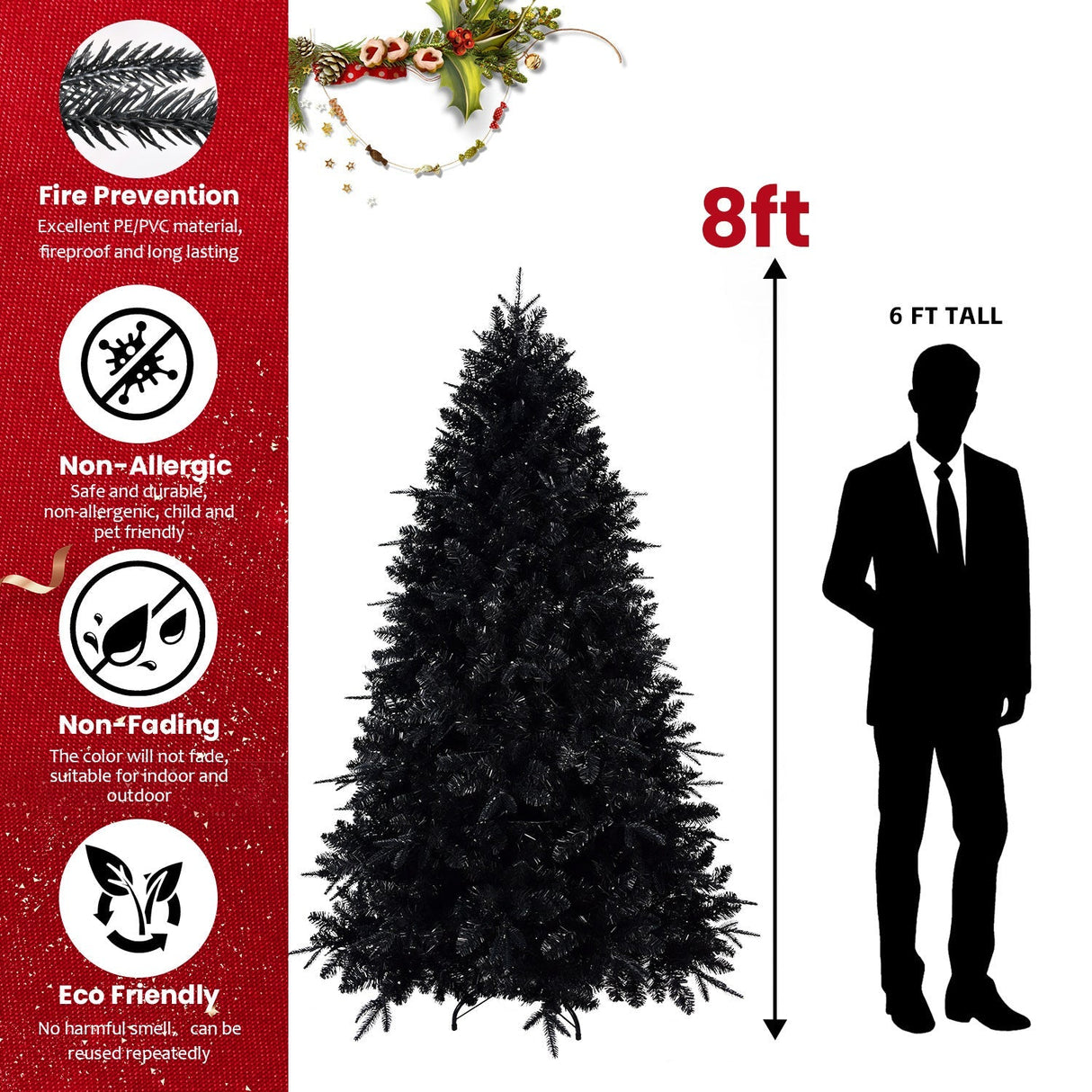 The 6-Foot Pre-Lit Black Christmas Tree