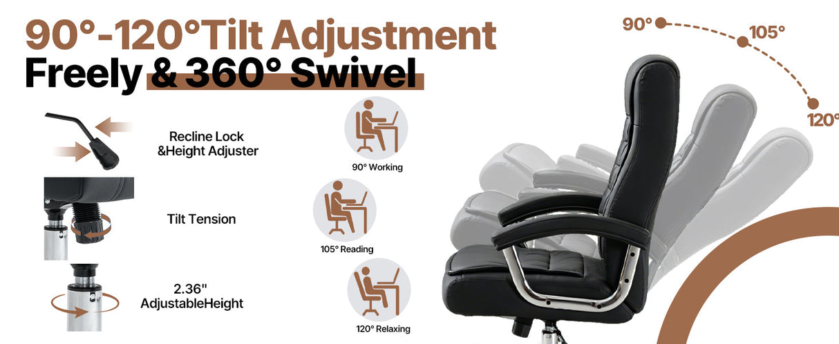 Executive Office Chair - High Back PU Leather Ergonomic Design
