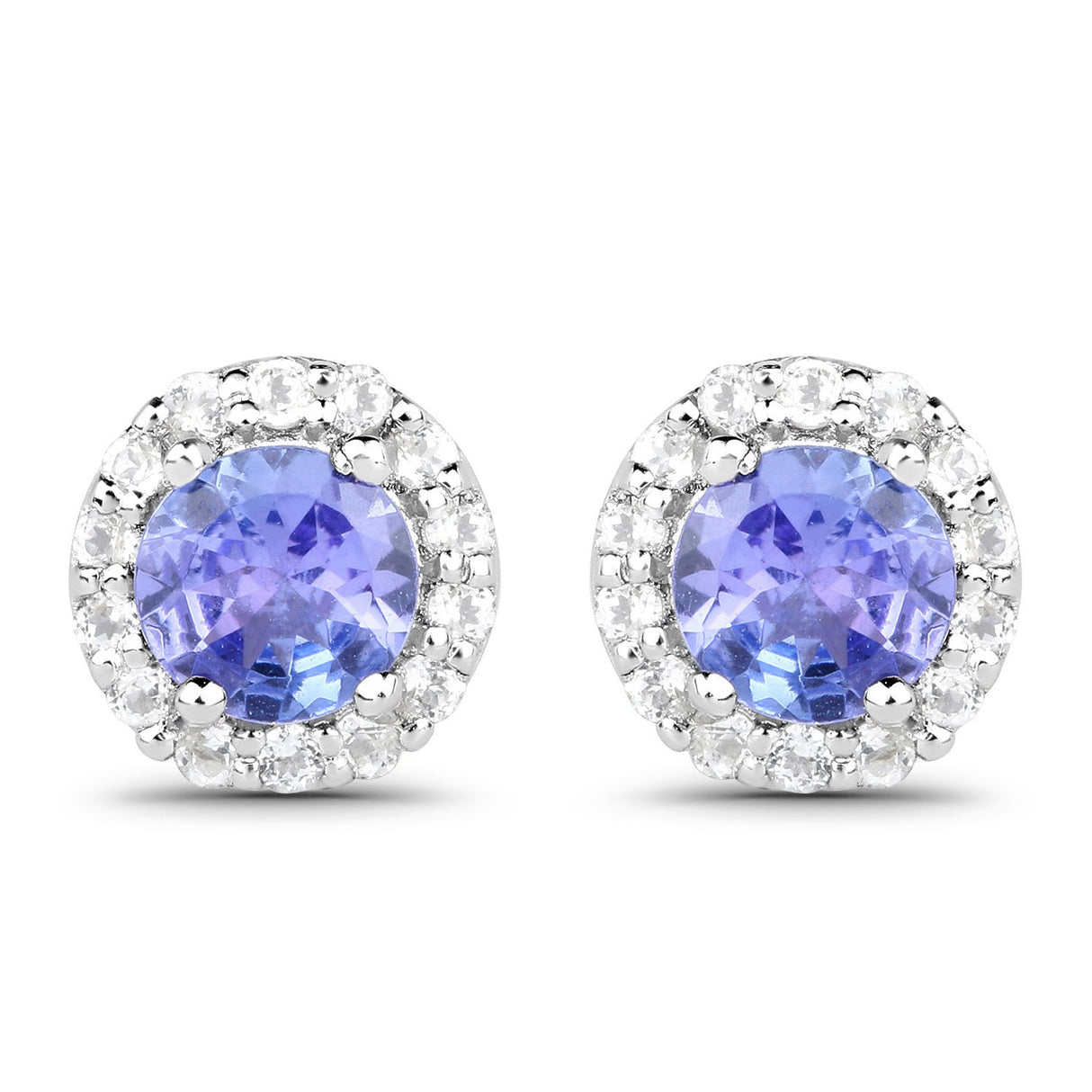 3.77 Carat Genuine Tanzanite and White Topaz .925 Sterling Silver 3 Piece Jewelry Set (Ring, Earrings, and Pendant w/ Chain)