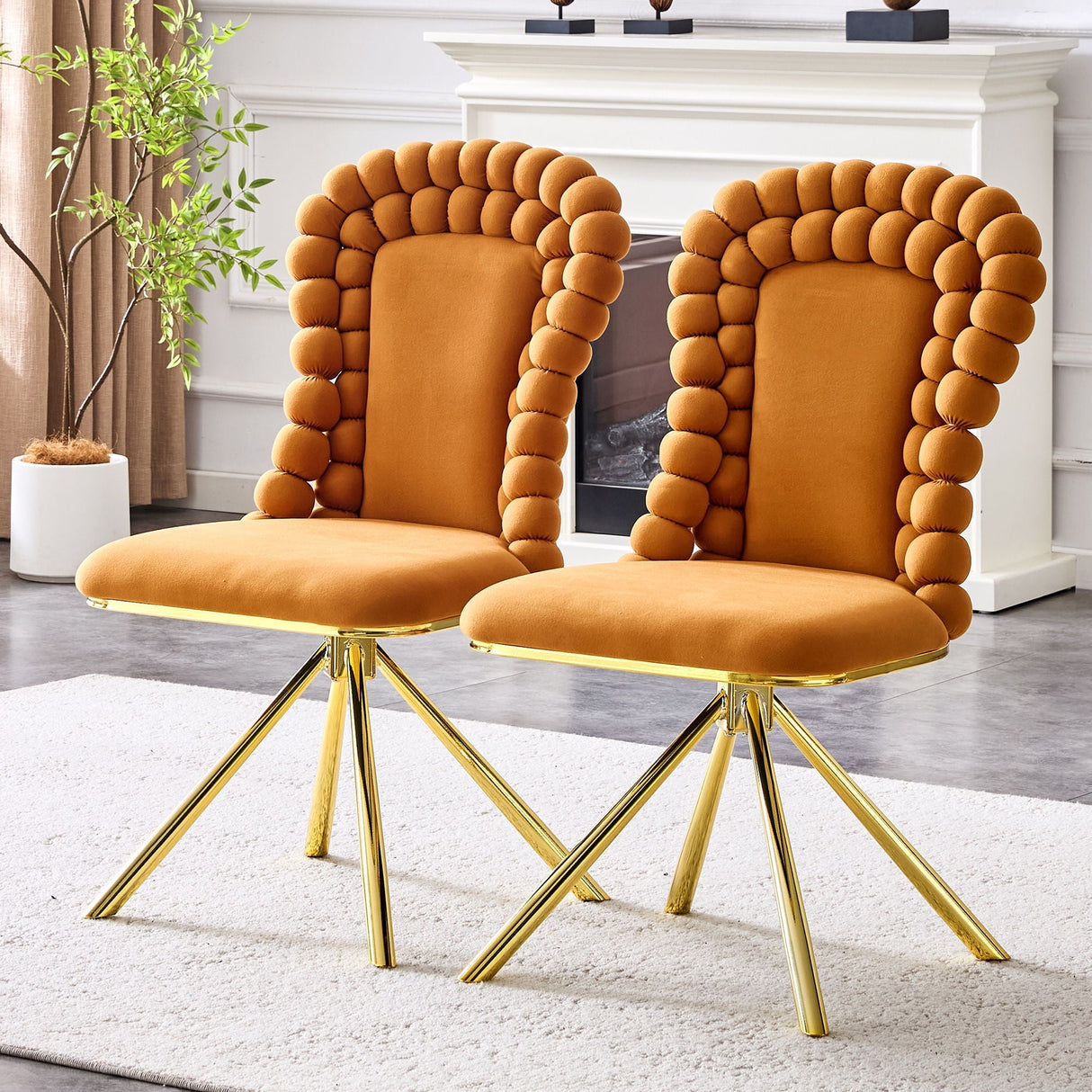 Puffy Bubble Ball Chain Chair for Dining Room & Kitchen (Set of 2)