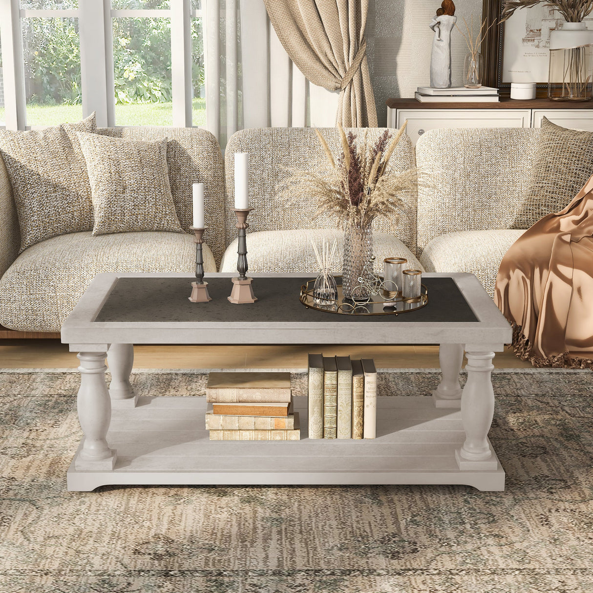 Vibe Haus Farmhouse Rectangular Coffee Table