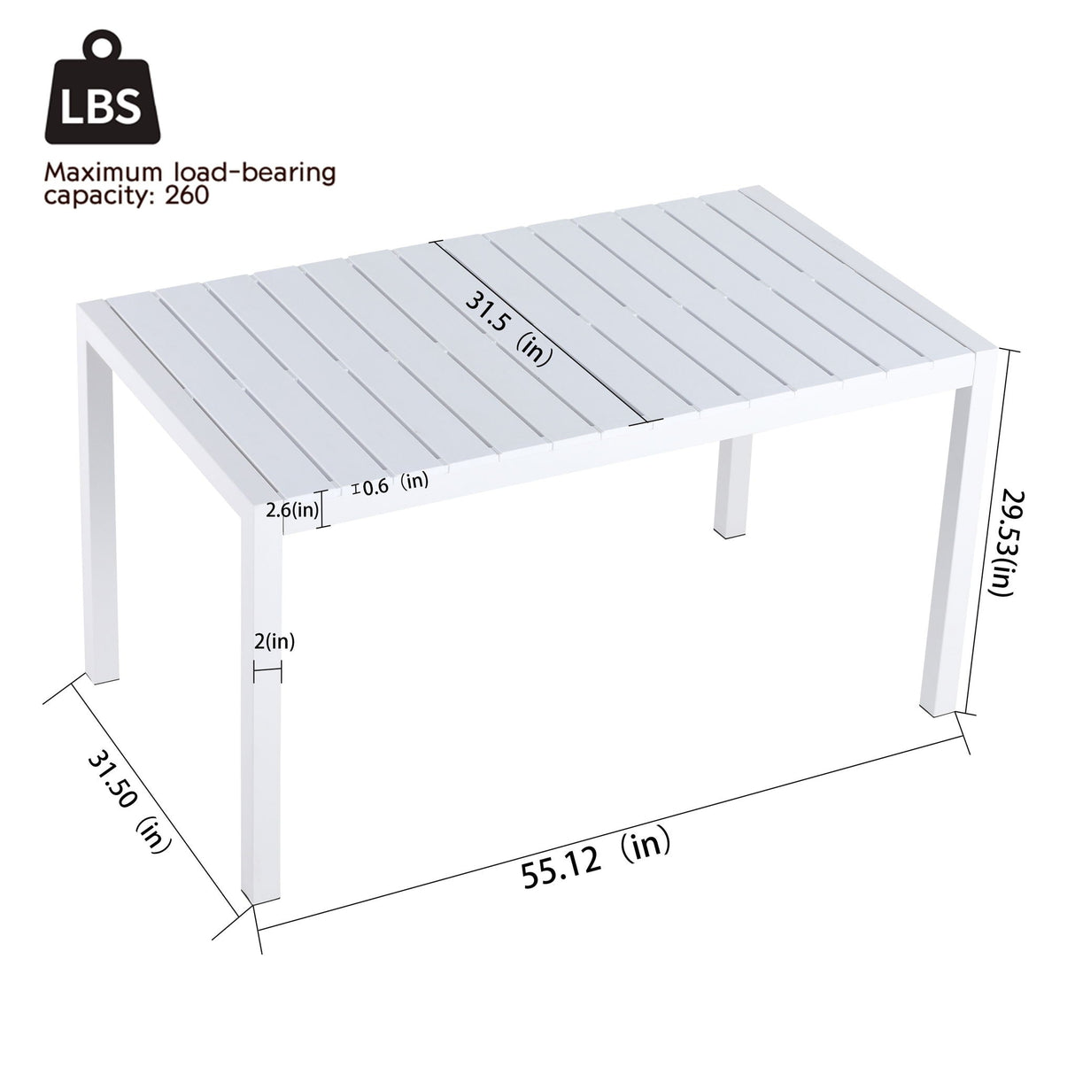 Modern Long Table with UV Resistant Powder-Coated Metal Legs