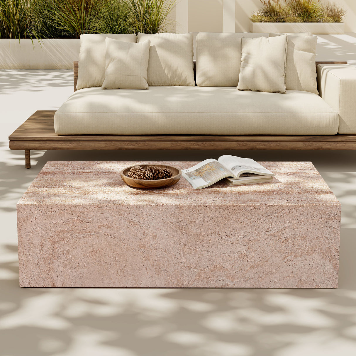 43.5" L x 22" W Rectangular MGO Coffee Table for Indoor and Outdoor Use