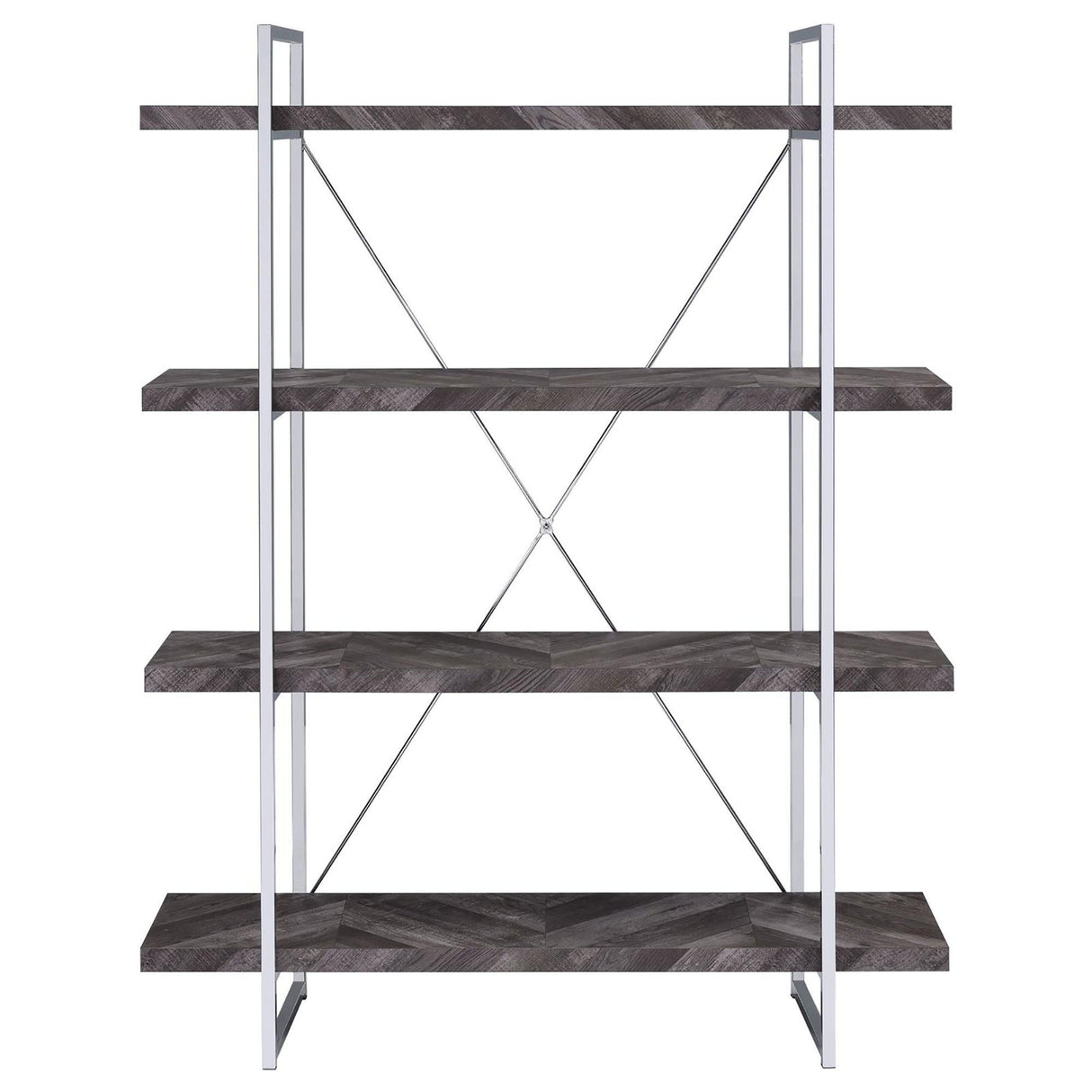 Herringbone - Bookcase With Full Length Shelf - Gray