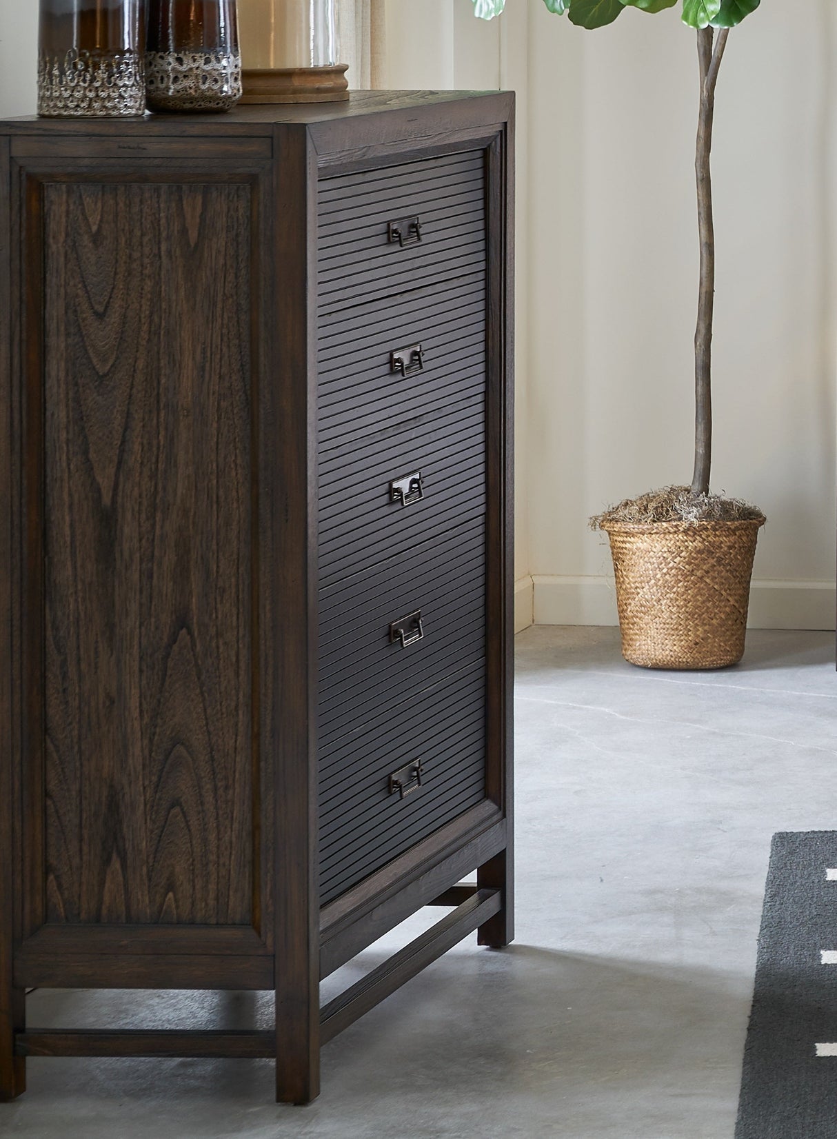 Five-Drawer Chest No Assembly Required Two-Tone Finish