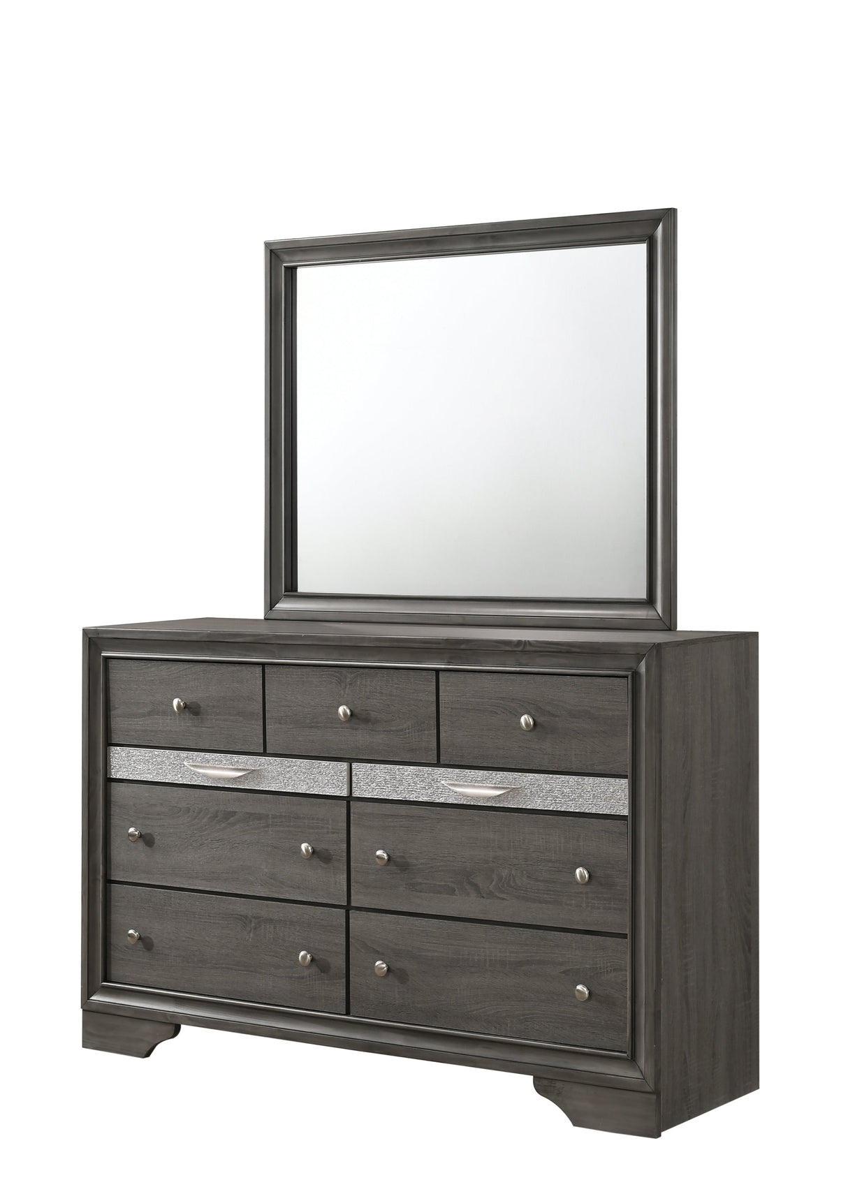 Traditional Queen 5 PC Storage Bedroom Set in Gray Wood