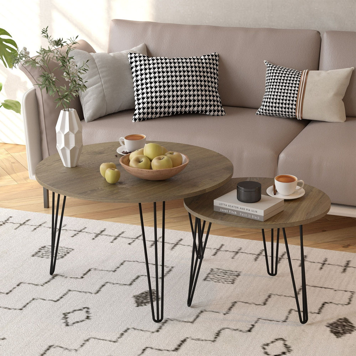Round Nesting Coffee Table For Living Room (Set of 2)