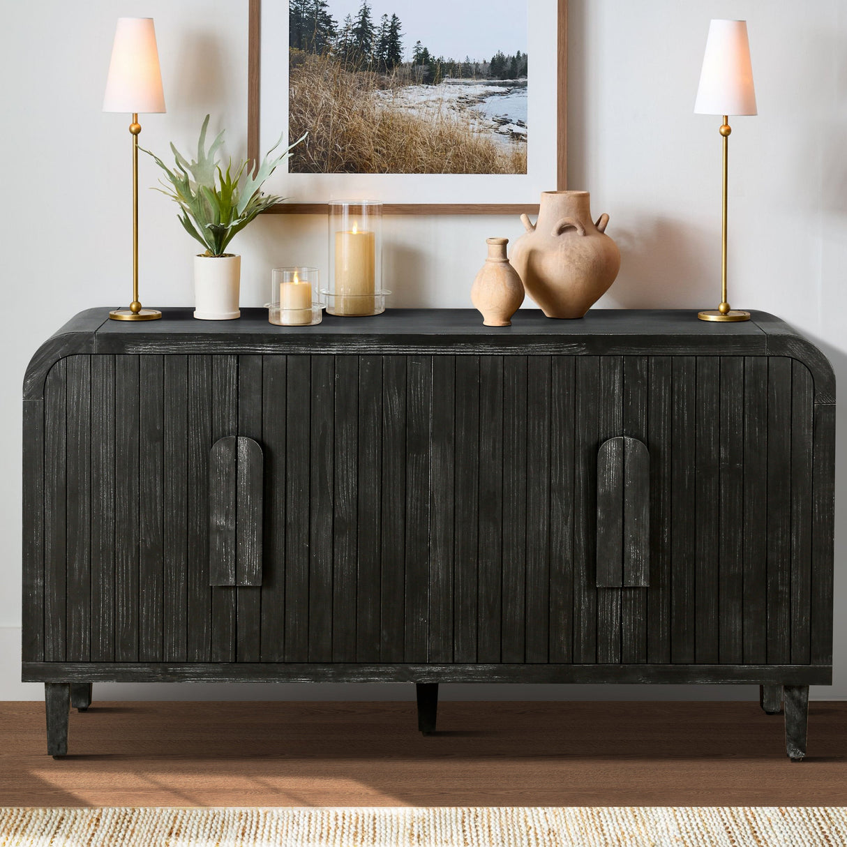 Amulette 4-Door Sideboard with Curved Edge and Adjustable Shelves