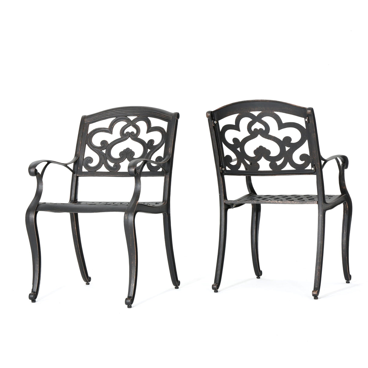 Cast Aluminum Dining Chair With Handcrafted Details - Copper